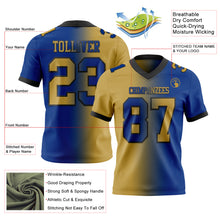 Load image into Gallery viewer, Custom Royal Old Gold-Black Mesh Authentic Gradient Fashion Football Jersey