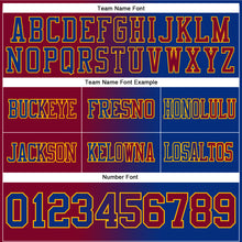 Load image into Gallery viewer, Custom Royal Maroon-Gold Mesh Authentic Gradient Fashion Football Jersey