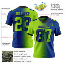 Load image into Gallery viewer, Custom Royal Neon Green-Black Mesh Authentic Gradient Fashion Football Jersey