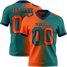 Load image into Gallery viewer, Custom Teal Orange-Navy Mesh Authentic Gradient Fashion Football Jersey