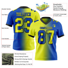 Load image into Gallery viewer, Custom Thunder Blue Neon Yellow-Black Mesh Authentic Gradient Fashion Football Jersey