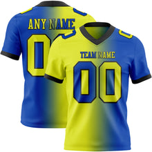 Load image into Gallery viewer, Custom Thunder Blue Neon Yellow-Black Mesh Authentic Gradient Fashion Football Jersey
