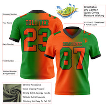 Load image into Gallery viewer, Custom Grass Green Orange-Black Mesh Authentic Gradient Fashion Football Jersey
