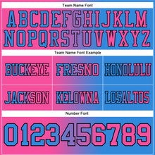 Load image into Gallery viewer, Custom Powder Blue Pink-Black Mesh Authentic Gradient Fashion Football Jersey