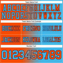 Load image into Gallery viewer, Custom Sky Blue Orange-Navy Mesh Authentic Gradient Fashion Football Jersey