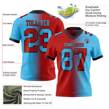 Load image into Gallery viewer, Custom Sky Blue Red-Black Mesh Authentic Gradient Fashion Football Jersey