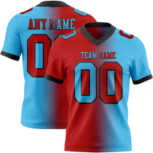 Load image into Gallery viewer, Custom Sky Blue Red-Black Mesh Authentic Gradient Fashion Football Jersey