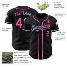Load image into Gallery viewer, Custom Black Pink-Light Blue Authentic Gradient Fashion Baseball Jersey