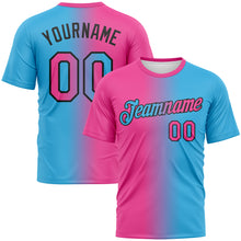 Load image into Gallery viewer, Custom Sky Blue Pink-Black Gradient Fashion Performance T-Shirt