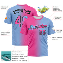 Load image into Gallery viewer, Custom Light Blue Pink-Black Gradient Fashion Performance T-Shirt