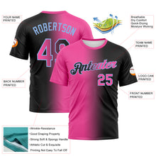 Load image into Gallery viewer, Custom Black Pink-Light Blue Gradient Fashion Performance T-Shirt
