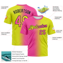 Load image into Gallery viewer, Custom Neon Yellow Pink-Black Gradient Fashion Performance T-Shirt