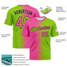 Load image into Gallery viewer, Custom Neon Green Pink-Black Gradient Fashion Performance T-Shirt