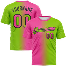 Load image into Gallery viewer, Custom Neon Green Pink-Black Gradient Fashion Performance T-Shirt