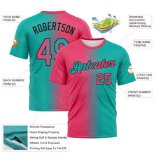 Load image into Gallery viewer, Custom Aqua Neon Pink-Black Gradient Fashion Performance T-Shirt