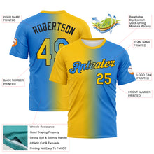 Load image into Gallery viewer, Custom Powder Blue Yellow-Black Gradient Fashion Performance T-Shirt