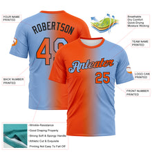 Load image into Gallery viewer, Custom Light Blue Orange-Black Gradient Fashion Performance T-Shirt