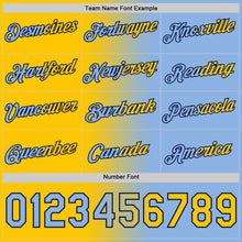 Load image into Gallery viewer, Custom Light Blue Yellow-Navy Gradient Fashion Performance T-Shirt