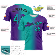 Load image into Gallery viewer, Custom Purple Aqua-Black Gradient Fashion Performance T-Shirt