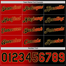 Load image into Gallery viewer, Custom Black Red-Old Gold Gradient Fashion Performance T-Shirt