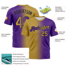 Load image into Gallery viewer, Custom Purple Old Gold-Black Gradient Fashion Performance T-Shirt