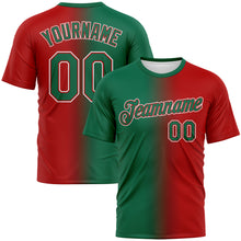 Load image into Gallery viewer, Custom Red Kelly Green-White Gradient Fashion Performance T-Shirt