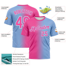 Load image into Gallery viewer, Custom Light Blue Pink-White Gradient Fashion Performance T-Shirt