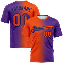 Load image into Gallery viewer, Custom Purple Orange-Navy Gradient Fashion Performance T-Shirt