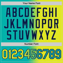 Load image into Gallery viewer, Custom Aqua Neon Yellow-Navy Gradient Fashion Performance T-Shirt