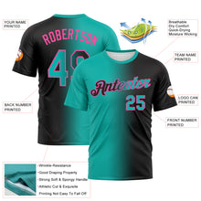 Load image into Gallery viewer, Custom Black Aqua-Pink Gradient Fashion Performance T-Shirt