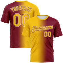 Load image into Gallery viewer, Custom Crimson Yellow-White Gradient Fashion Performance T-Shirt