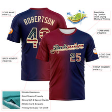 Load image into Gallery viewer, Custom Navy Vintage USA Flag Maroon-Cream Gradient Fashion Performance T-Shirt