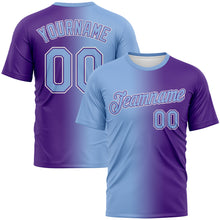 Load image into Gallery viewer, Custom Purple Light Blue-White Gradient Fashion Performance T-Shirt