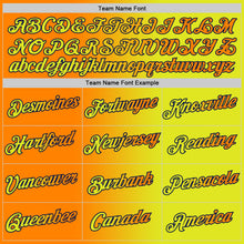 Load image into Gallery viewer, Custom Neon Yellow Bay Orange-Navy Gradient Fashion Performance T-Shirt