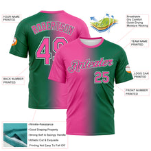 Load image into Gallery viewer, Custom Kelly Green Pink-White Gradient Fashion Performance T-Shirt