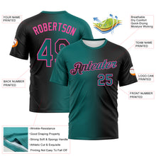 Load image into Gallery viewer, Custom Black Teal-Pink Gradient Fashion Performance T-Shirt