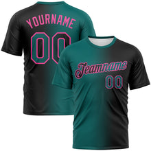 Load image into Gallery viewer, Custom Black Teal-Pink Gradient Fashion Performance T-Shirt
