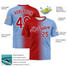 Load image into Gallery viewer, Custom Light Blue Red-White Gradient Fashion Performance T-Shirt
