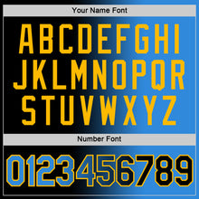 Load image into Gallery viewer, Custom Black Powder Blue-Gold Gradient Fashion Performance T-Shirt