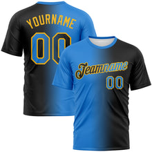 Load image into Gallery viewer, Custom Black Powder Blue-Gold Gradient Fashion Performance T-Shirt