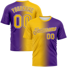 Load image into Gallery viewer, Custom Purple Yellow-White Gradient Fashion Performance T-Shirt