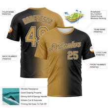 Load image into Gallery viewer, Custom Black Old Gold-White Gradient Fashion Performance T-Shirt