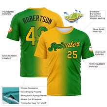 Load image into Gallery viewer, Custom Grass Green Gold-Black Gradient Fashion Performance T-Shirt