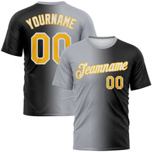 Load image into Gallery viewer, Custom Black Gold-Gray Gradient Fashion Performance T-Shirt
