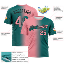 Load image into Gallery viewer, Custom Teal Medium Pink-Black Gradient Fashion Performance T-Shirt