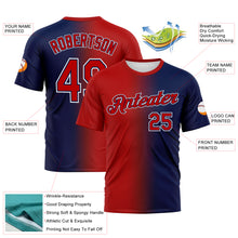 Load image into Gallery viewer, Custom Navy Red-White Gradient Fashion Performance T-Shirt