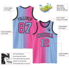 Load image into Gallery viewer, Custom Light Blue Pink-Black Authentic Gradient Fashion Basketball Jersey
