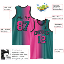 Load image into Gallery viewer, Custom Teal Pink-Black Authentic Gradient Fashion Basketball Jersey