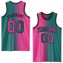 Load image into Gallery viewer, Custom Teal Pink-Black Authentic Gradient Fashion Basketball Jersey