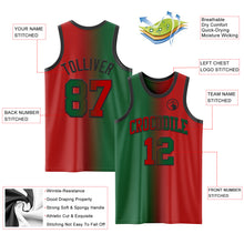 Load image into Gallery viewer, Custom Red Kelly Green-Black Authentic Gradient Fashion Basketball Jersey